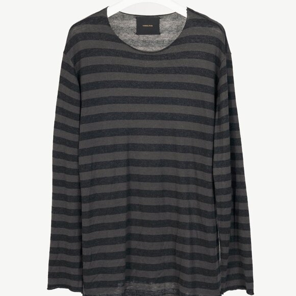 Undercover Other - Undercover Grey & Black Striped Silk & Cashmere Pullover